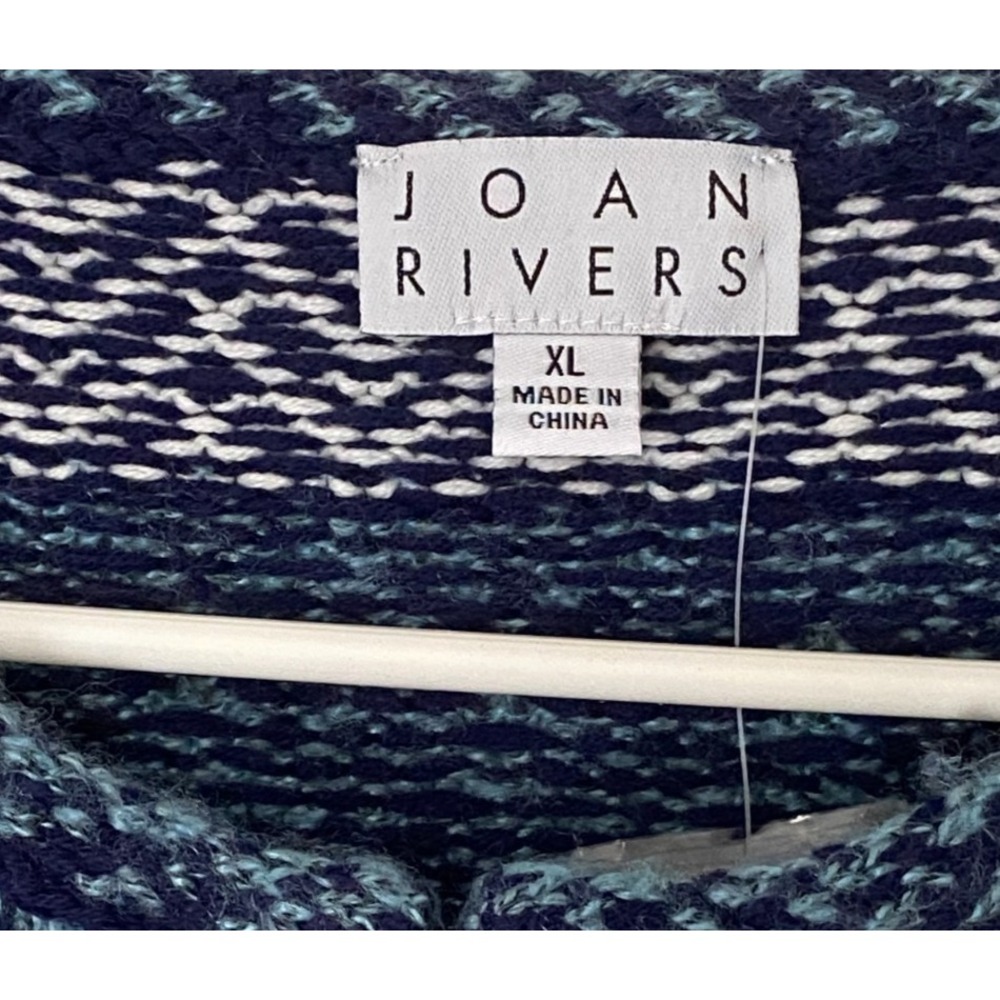 NEW Joan Rivers ~ Blue Jacquard Knit Cardigan with 3/4 Sleeves ~ sz XL - Picture 3 of 6